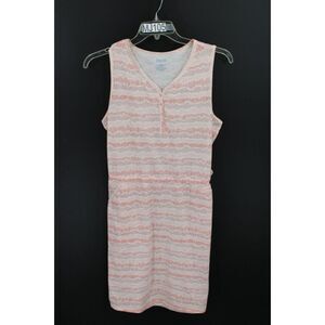 Duluth Trading Co To 'n' Flow Jersey Sleeveless Dress White Orange Womens Size M